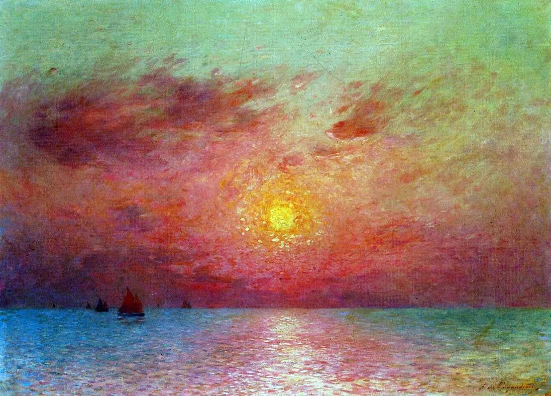  Ferdinand Du Puigaudeau Sailboats at Sea, Evening - Hand Painted Oil Painting