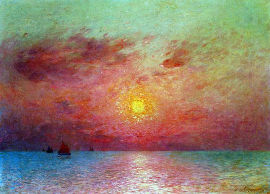  Ferdinand Du Puigaudeau Sailboats at Sea, Evening - Hand Painted Oil Painting