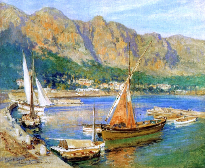  Frederick Arthur Bridgeman Sailboats, South of France - Hand Painted Oil Painting