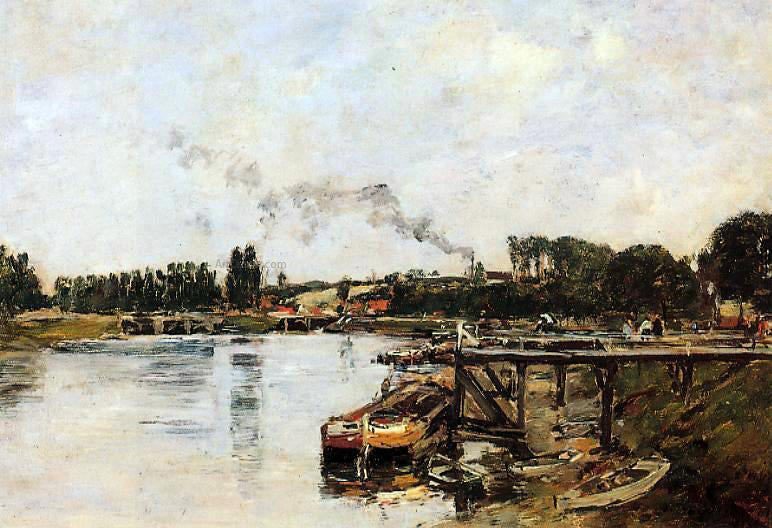  Eugene-Louis Boudin Saint Valery sur Somme, the Abbeville Canal - Hand Painted Oil Painting