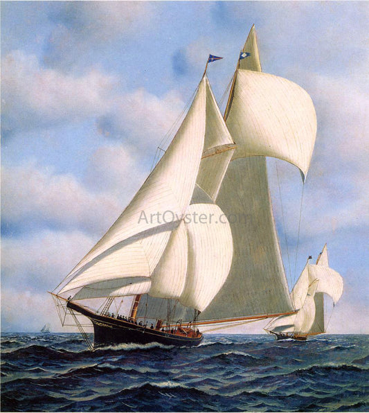  Antonio Jacobsen Sappho vs. Livonia, Americas Cup, 1871 - Hand Painted Oil Painting