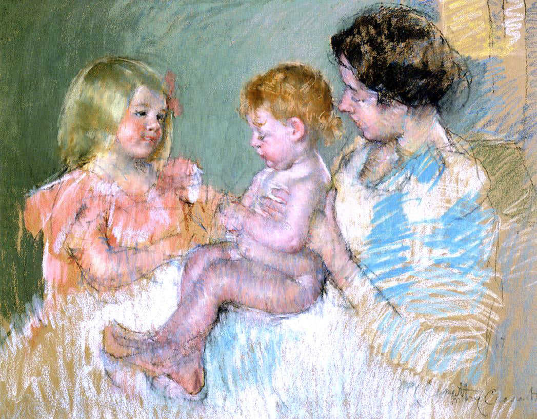  Mary Cassatt Sara and Her Mother with the Baby - Hand Painted Oil Painting