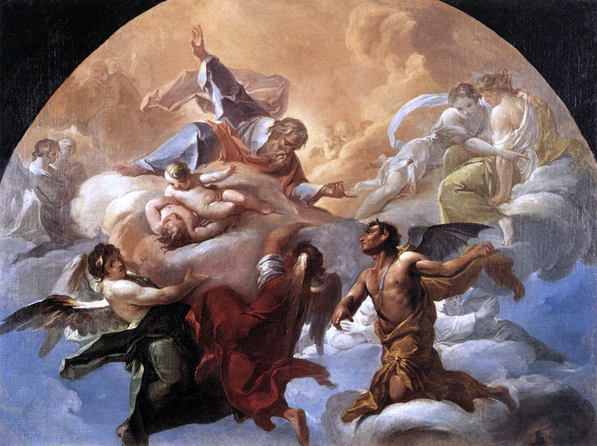  Corrado Giaquinto Satan before the Lord - Hand Painted Oil Painting
