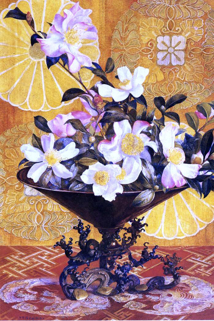  Henry Roderick Newman Sazanqua, Wild Tea: Yokohama (also known as Oriental Still Life) - Hand Painted Oil Painting
