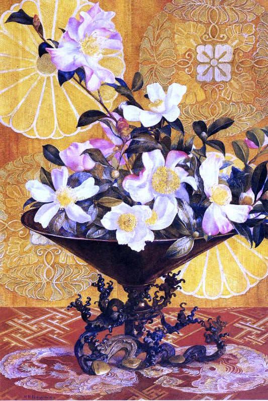  Henry Roderick Newman Sazanqua, Wild Tea: Yokohama (also known as Oriental Still Life) - Hand Painted Oil Painting