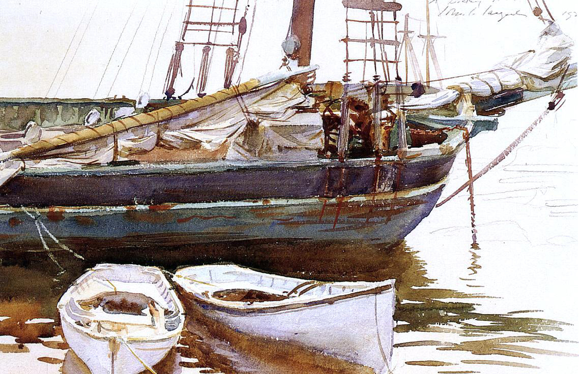  John Singer Sargent Schooner, Catherine, Somesville, Maine - Hand Painted Oil Painting