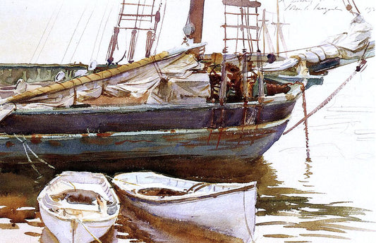 John Singer Sargent Schooner, Catherine, Somesville, Maine - Hand Painted Oil Painting