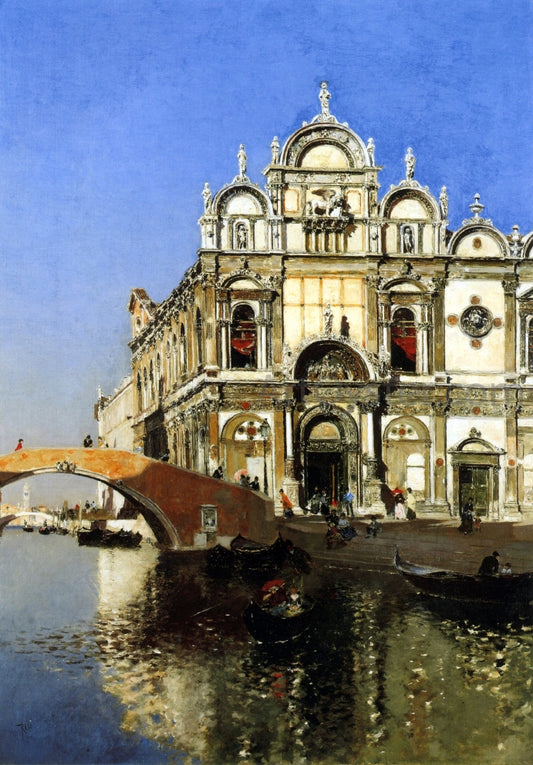 Martin Rico Y Ortega Scoula Grandi di San Marco and Campo San Giovanni e Paolo, Venice - Hand Painted Oil Painting