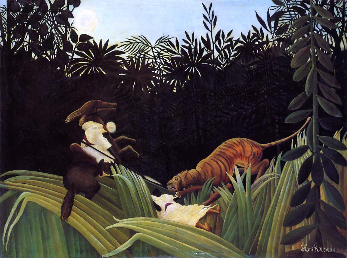  Henri Rousseau Scout Attacked by a Tiger - Hand Painted Oil Painting