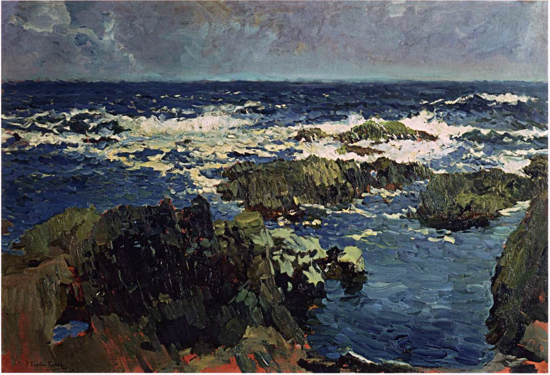  Joaquin Sorolla Y Bastida Sea and Rocks in San Esteban, Asturias - Hand Painted Oil Painting