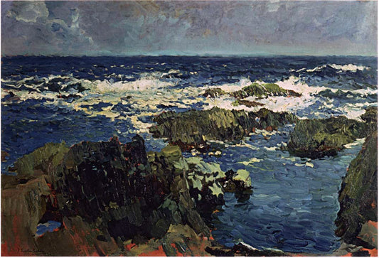  Joaquin Sorolla Y Bastida Sea and Rocks in San Esteban, Asturias - Hand Painted Oil Painting