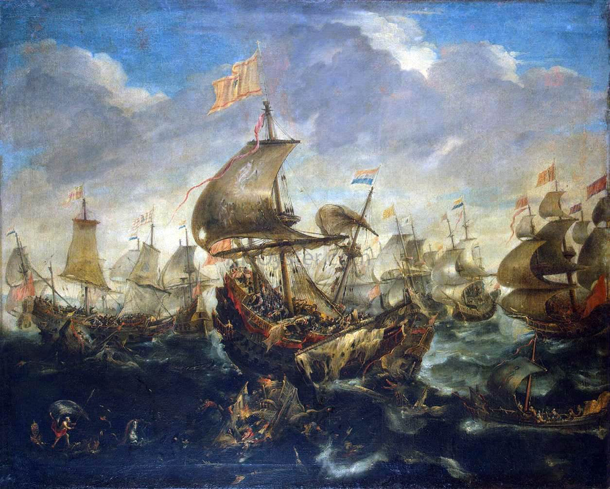  Andries Van Eertvelt A Sea Battle - Hand Painted Oil Painting