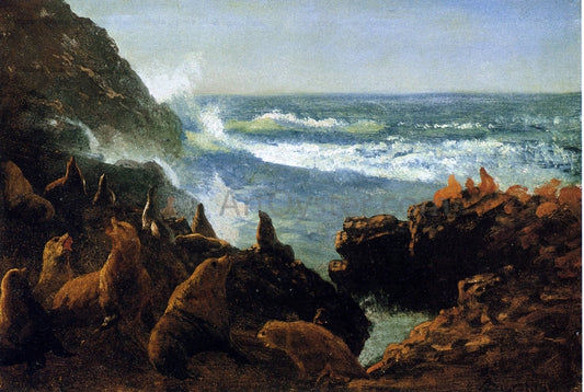  Albert Bierstadt Sea Lions, Farallon Islands - Hand Painted Oil Painting