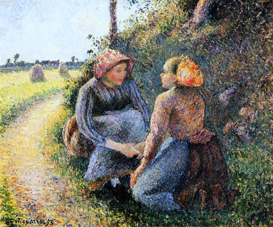  Camille Pissarro Seated and Kneeling Peasants - Hand Painted Oil Painting