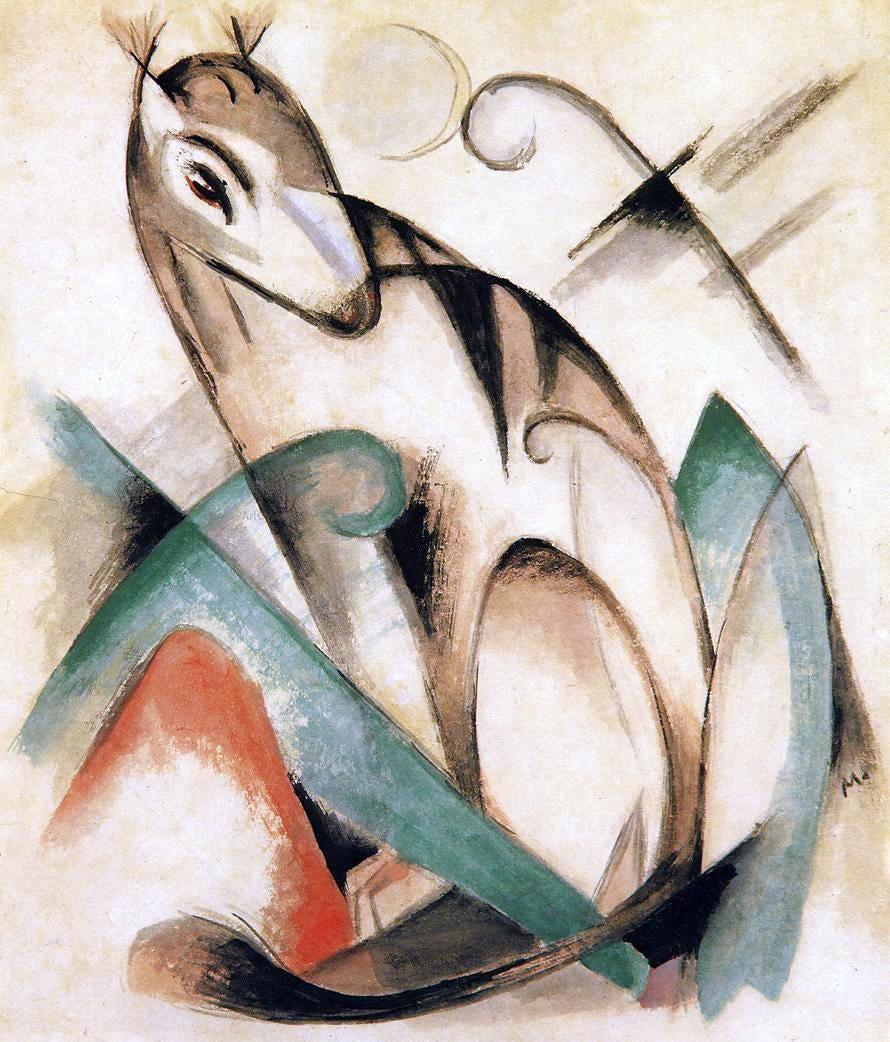  Franz Marc Seated Mythical Animal - Hand Painted Oil Painting
