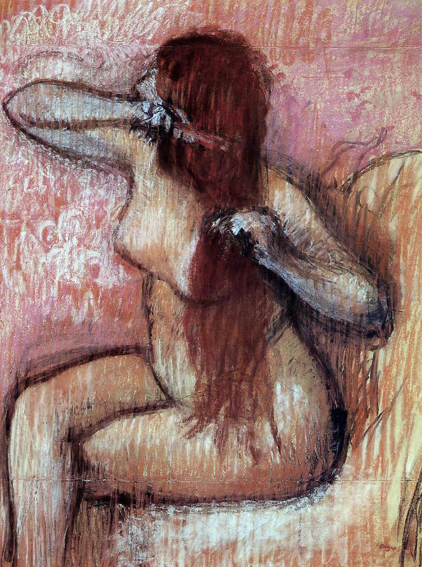  Edgar Degas Seated Nude Combing Her Hair - Hand Painted Oil Painting