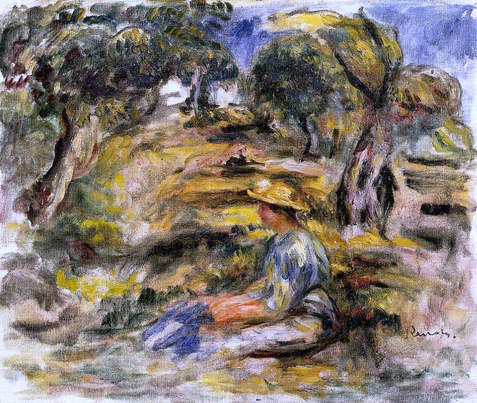  Pierre Auguste Renoir Seated Woman in Blue - Hand Painted Oil Painting