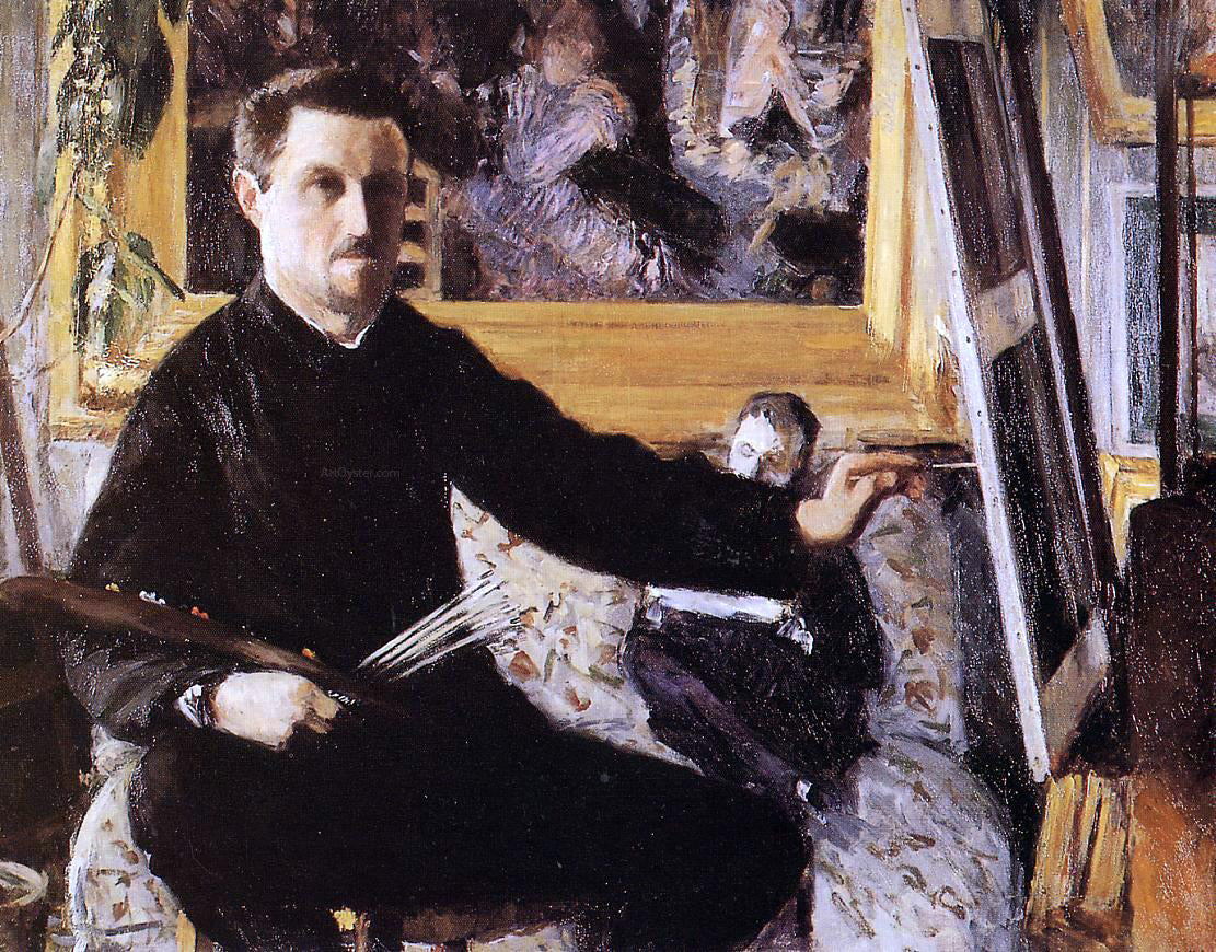  Gustave Caillebotte Self Portrait with Easel - Hand Painted Oil Painting