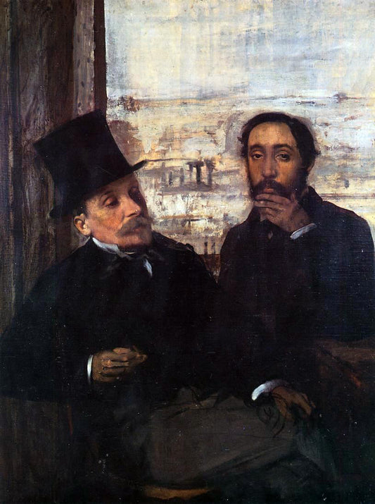  Edgar Degas Self Portrait with Evariste de Valernes - Hand Painted Oil Painting