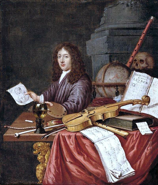  Edwart Collier Self-Portrait with a Vanitas Still- Life - Hand Painted Oil Painting