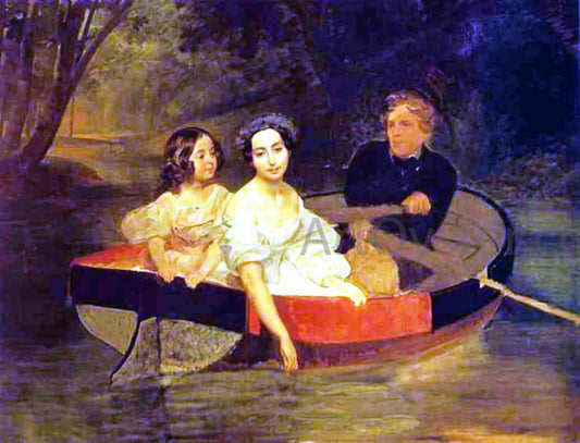  Karl Pavlovich Brulloff Self-portrait with Baroness Ye. N. Meller-Zakomelskaya and a Girl in a Boat (Unfinished) - Hand Painted Oil Painting