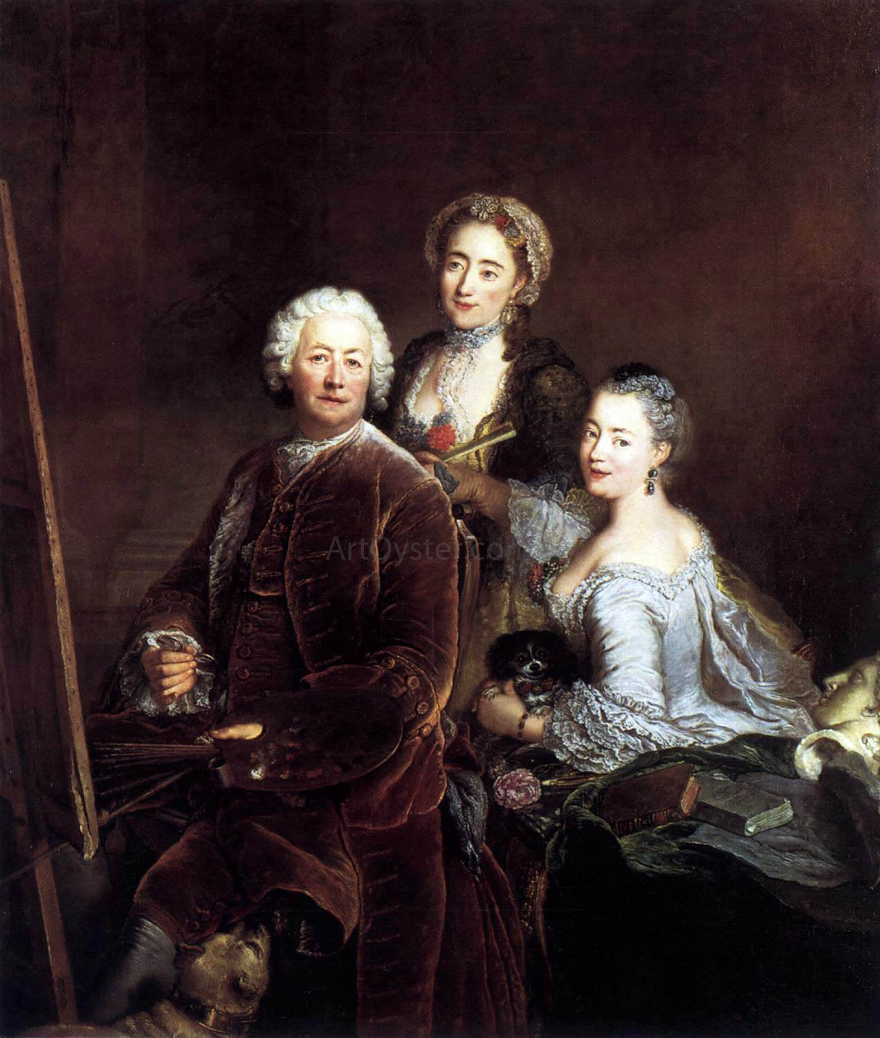  Antoine Pesne Self-Portrait with Daughters - Hand Painted Oil Painting