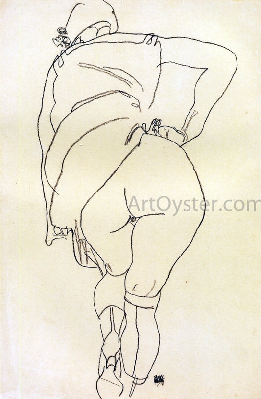  Egon Schiele Semi-Nude, Back View - Hand Painted Oil Painting
