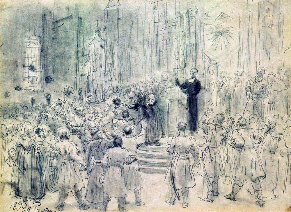  Ilia Efimovich Repin Sermon of Josaphat Kuntsevich in Belarus. - Hand Painted Oil Painting