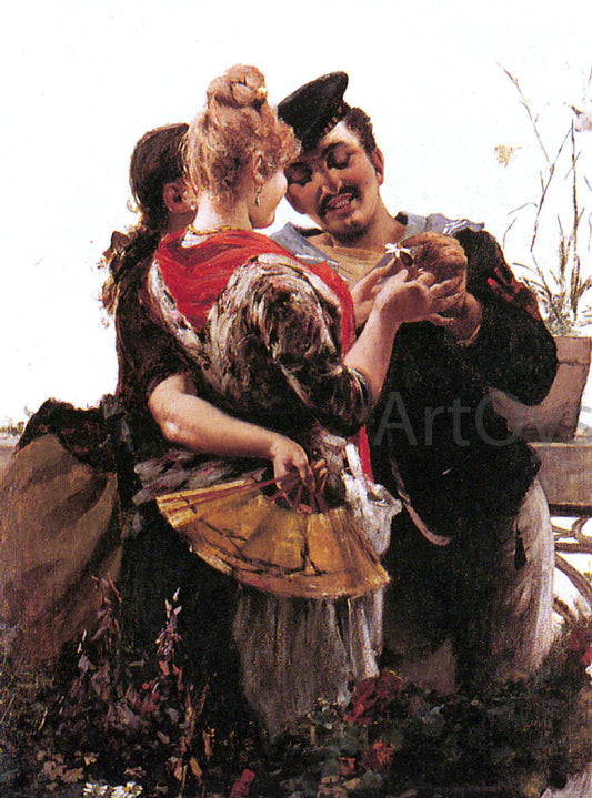  Egisto Lancerotto She Loves Me...She Loves Me Not... - Hand Painted Oil Painting