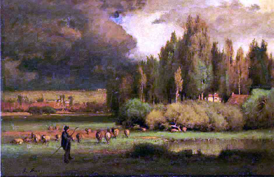  George Inness Shepherd in a Landscape - Hand Painted Oil Painting