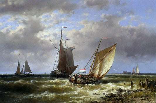  Senior Abraham Hulk Shipping in Choppy Waters - Hand Painted Oil Painting