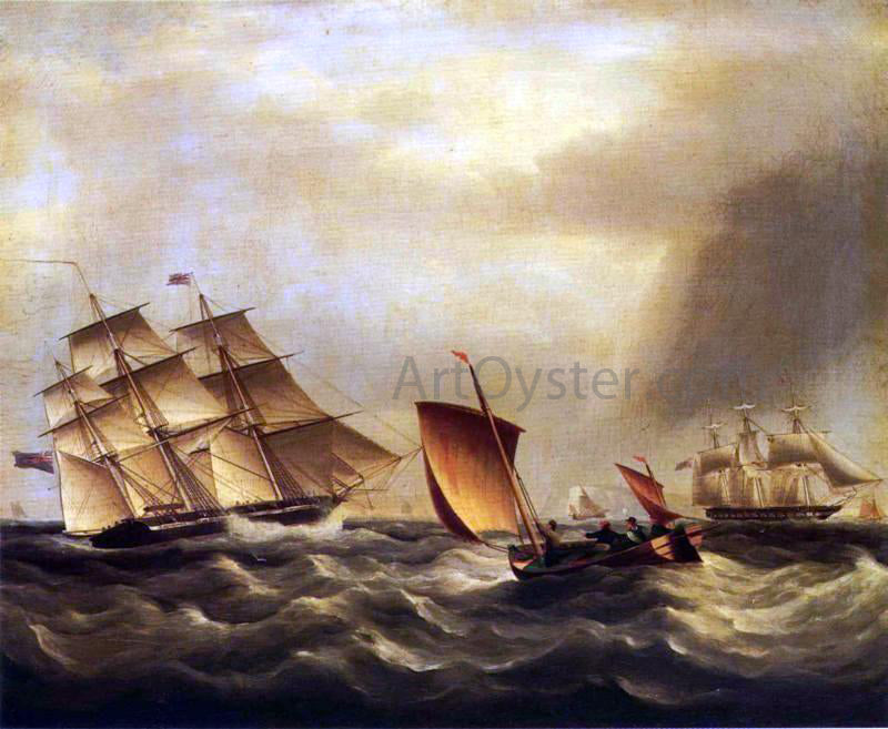  James E Buttersworth Shipping in Rough Seas - Hand Painted Oil Painting