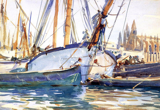 John Singer Sargent A Shipping Scene, Majorca - Hand Painted Oil Painting
