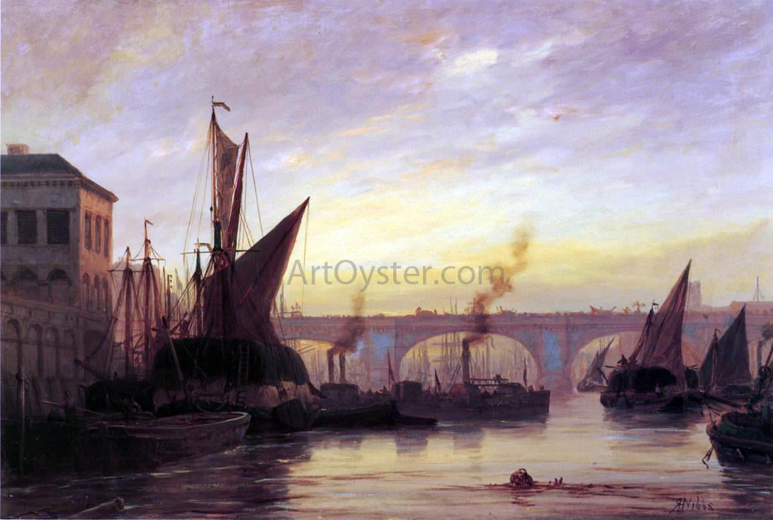  Richard Henry Nibbs Shipping on the Thames - Hand Painted Oil Painting