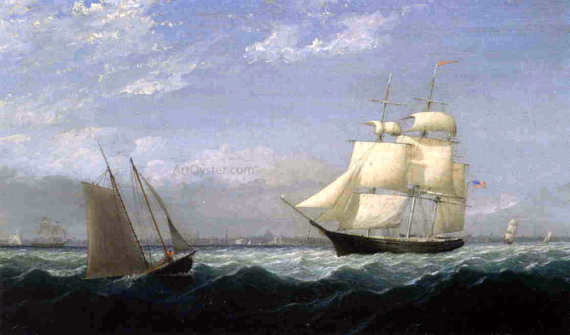 Fitz Hugh Lane Ships in Boston Harbor - Hand Painted Oil Painting