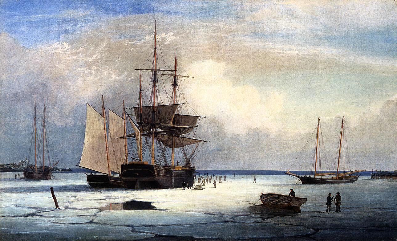  Fitz Hugh Lane Ships in Ice off Ten Pound Island - Hand Painted Oil Painting