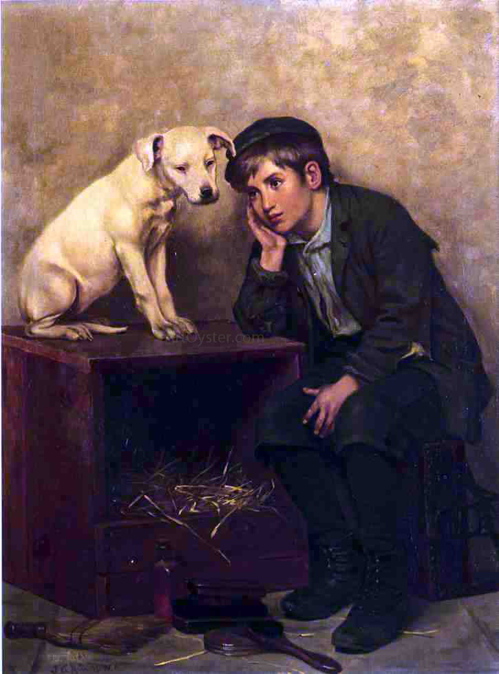 John George Brown Shoeshine Boy with His Dog - Hand Painted Oil Painting