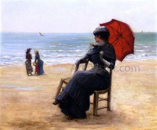  Edouard Bisson Sitting by the Sea - Hand Painted Oil Painting