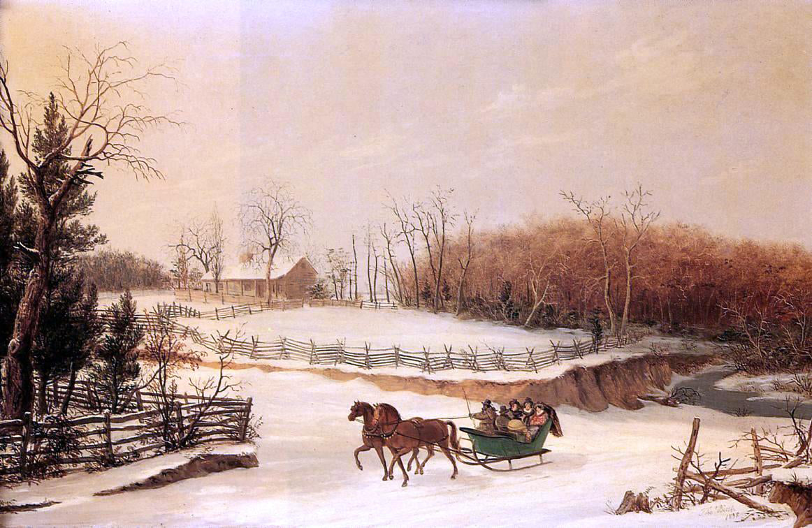  Thomas Birch Sleigh Ride - Hand Painted Oil Painting