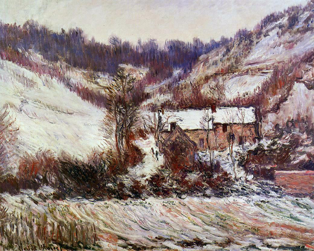  Claude Oscar Monet Snow Effect at Falaise - Hand Painted Oil Painting