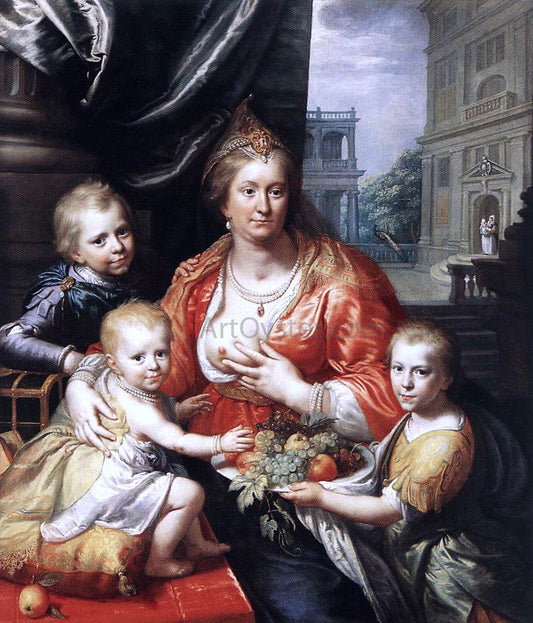  Paulus Moreelse Sophia Hedwig, Countess of Nassau Dietz, with her Three Sons - Hand Painted Oil Painting