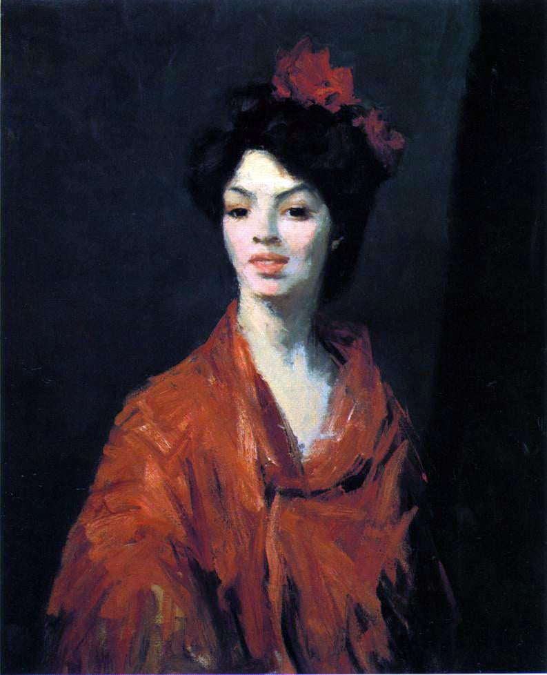  Robert Henri Spanish Woman in a Red Shawl - Hand Painted Oil Painting