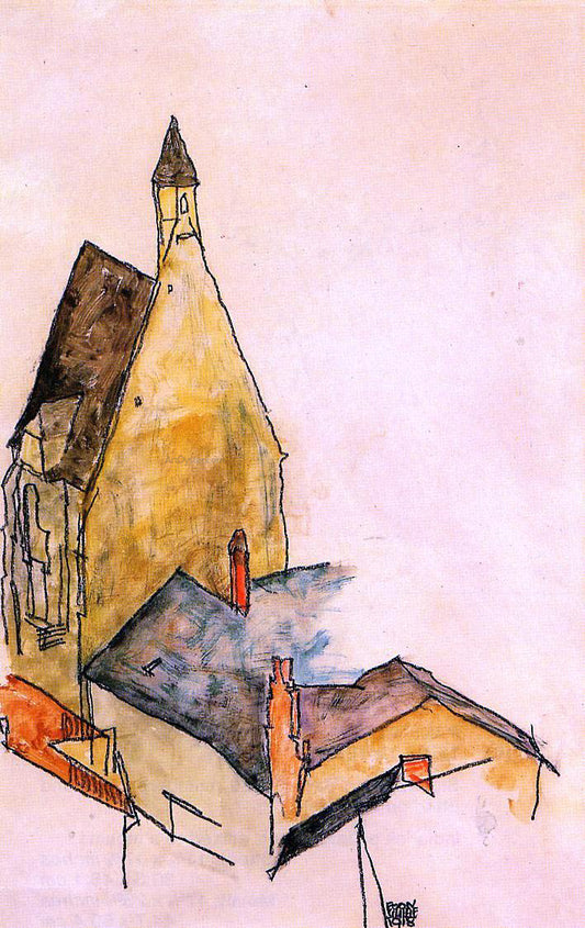  Egon Schiele Spitalskirche, Molding - Hand Painted Oil Painting