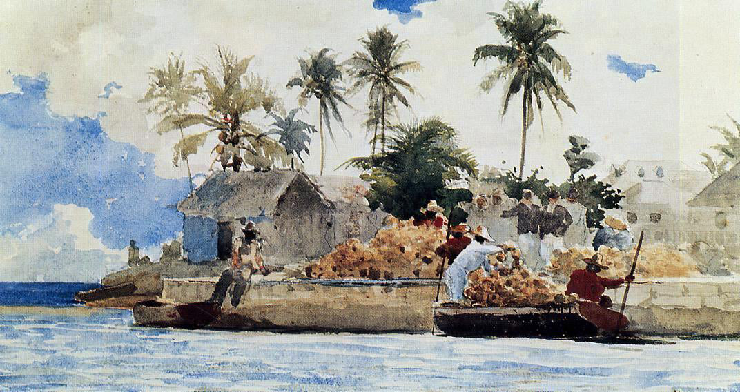  Winslow Homer Sponge Fishing, Nassau - Hand Painted Oil Painting