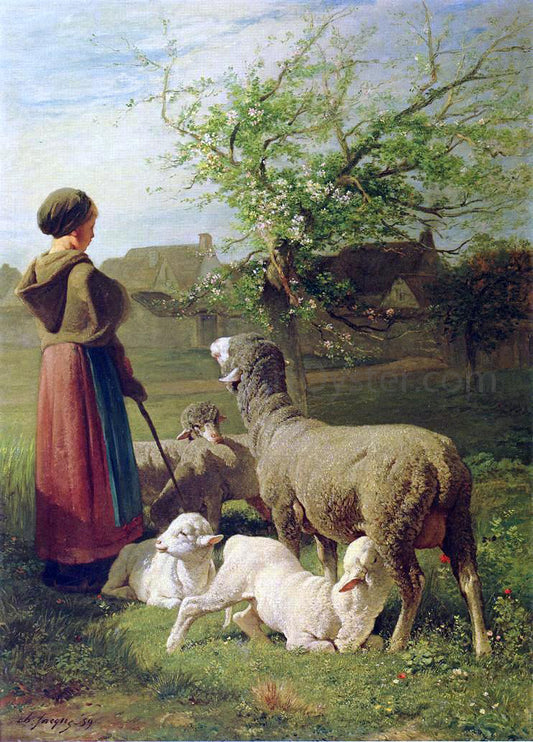  Charles Emile Jacque Springtime (also known as Le Printemps) - Hand Painted Oil Painting