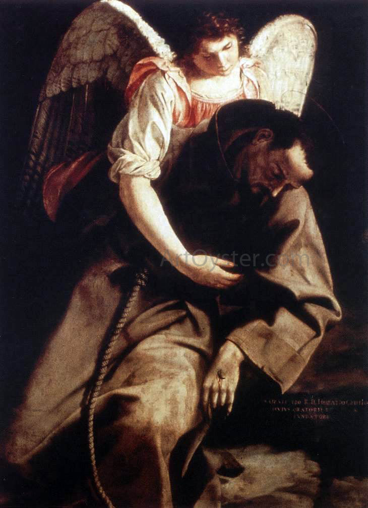  Orazio Gentileschi St Francis and the Angel - Hand Painted Oil Painting