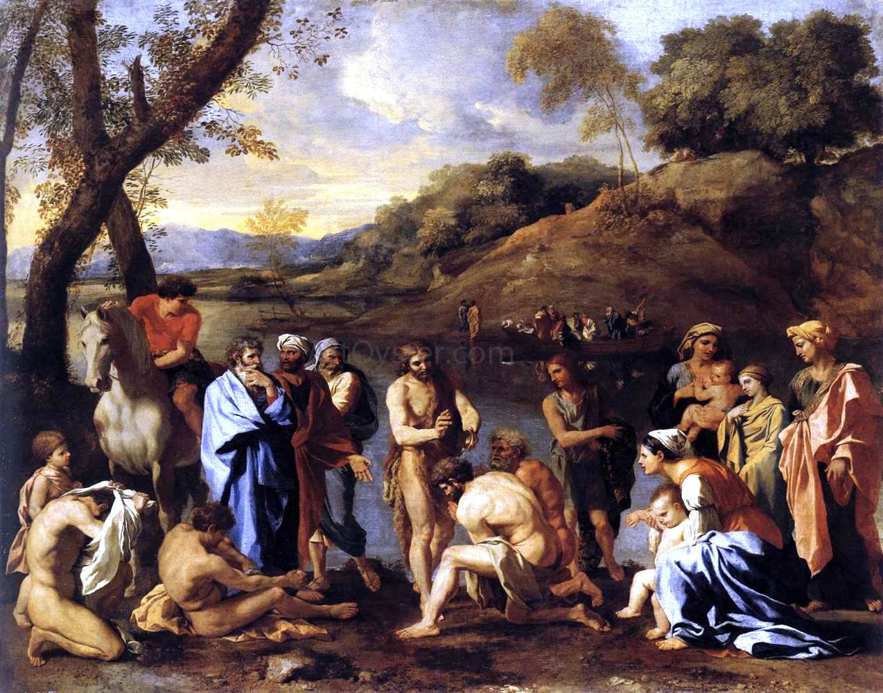  Nicolas Poussin St John the Baptist Baptizes the People - Hand Painted Oil Painting