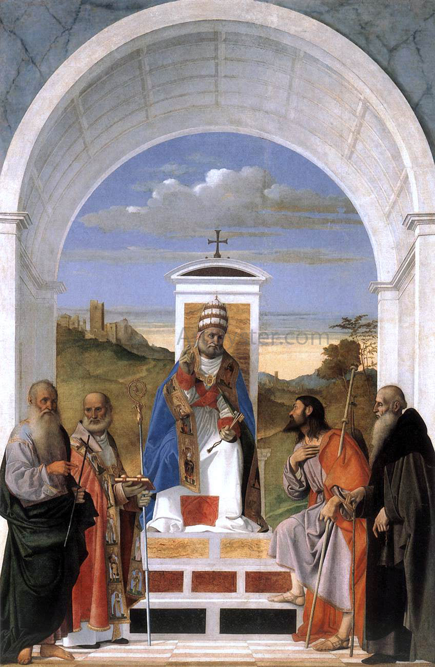  Marco Basaiti St Peter Enthroned and Four Saints - Hand Painted Oil Painting