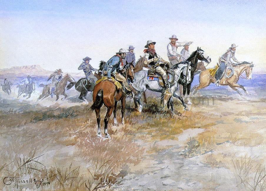  Charles Marion Russell Start of Roundup - Hand Painted Oil Painting