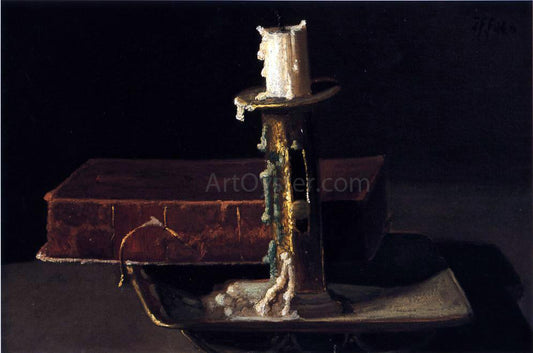  John Frederick Peto Still Life with Candlestick and Book - Hand Painted Oil Painting